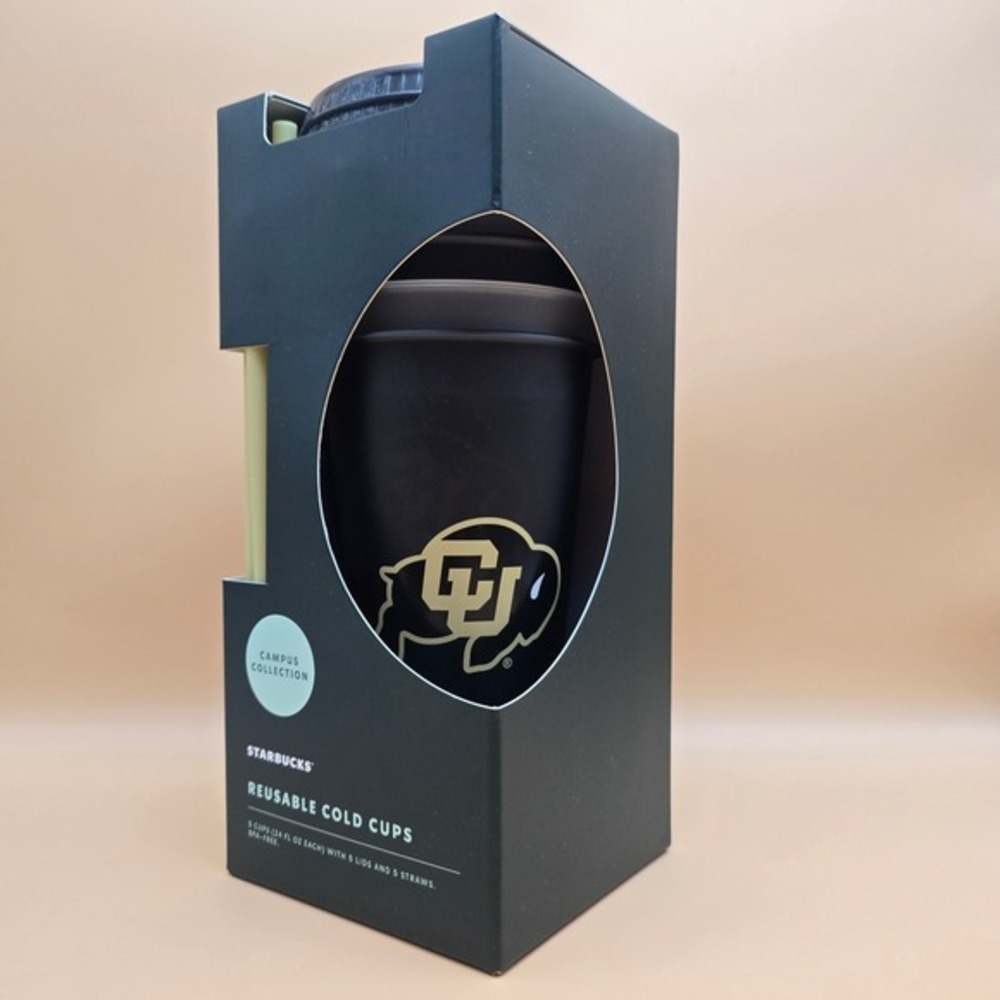 Starbucks Campus Collection CU Boulder Buffaloes Reusable Cold Cups 5 Pack 24oz